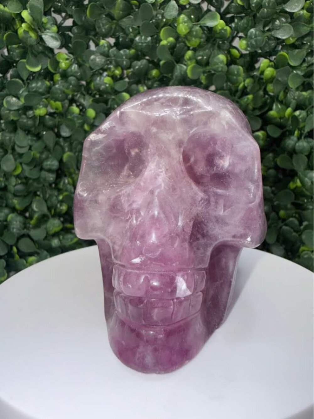 Large Purple Fluorite Crystal Skull Carving UV Reactive 564g - Picture 8 of 11